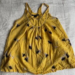 Yellow French Connection tank top with rabbits - Size 2